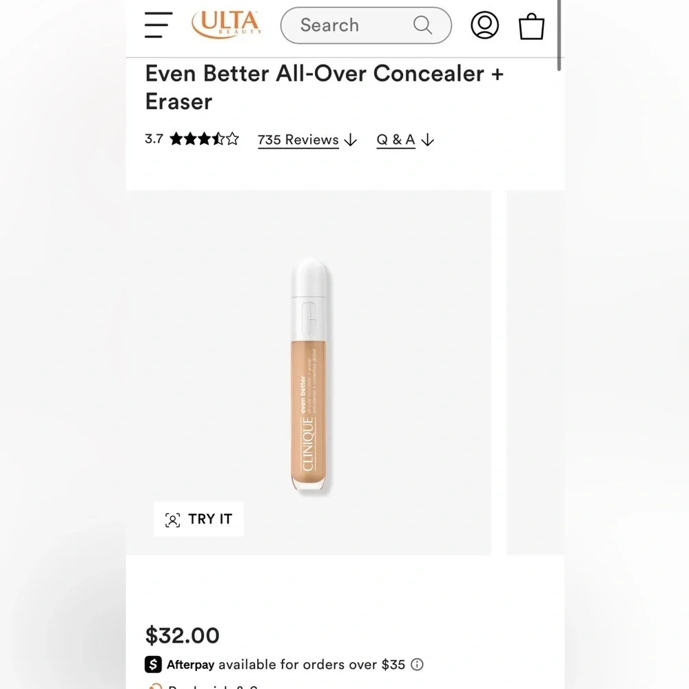 🆕 CLINIQUE Even Better All-Over Concealer + Eraser CN 62 Porcelain Beige